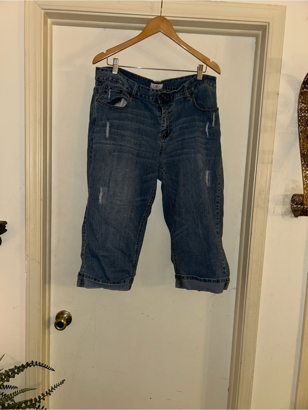 Cato Dark Blue Denim Capris - Casual Distressed Look
